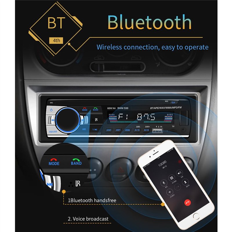 Image secondaire de BOOMBOOST Autoradio Bluetooth Lecteur MP3 Carte De Voiture Machine Support De Génération Radio Disque AUX U Carte SD WMA WAV MP-
