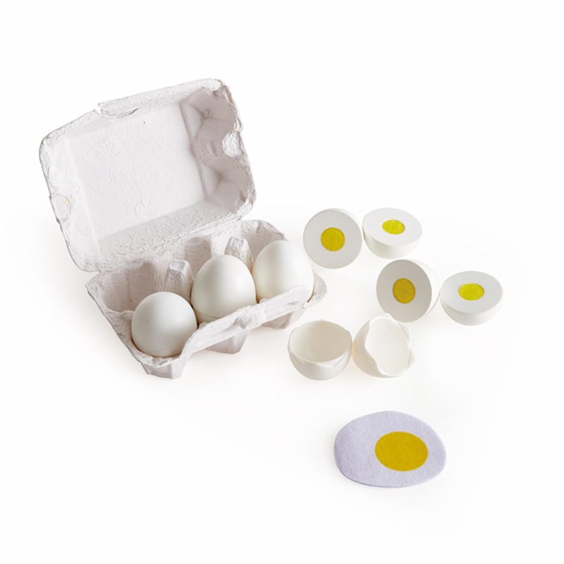 Hape Oeufs Réalistes Jouet Enfant - Boîte de 6 Oeufs avec Coquille - Jeu d'Imitation à Découper Cuisine en Bois - Enfants 3 Ans 