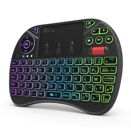 Rii Mini (Nouveauté) Clavier X8 Wireless Français Ergonomique sans Fil avec Touchpad pour Smart TV