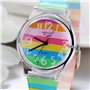 JewelryWe Montre Quartz Enfant Etudiant Chiffre Cadran Rond Bracelet Plastique Gel de Silice Couleur Coloré avec Sac Cadeau