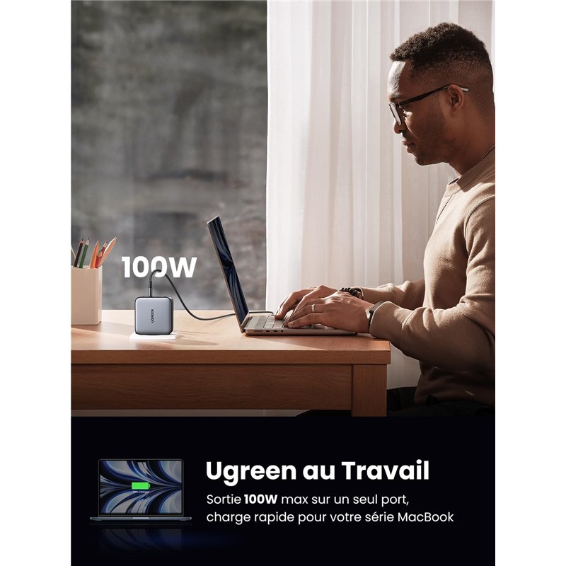 Image secondaire de UGREEN Nexode 100W Chargeur USB C Rapide 4 Ports GaN Tech Prise USB C Compatible avec iPhone 16 Plus Pro Max 15 14 13 12 11 Gala