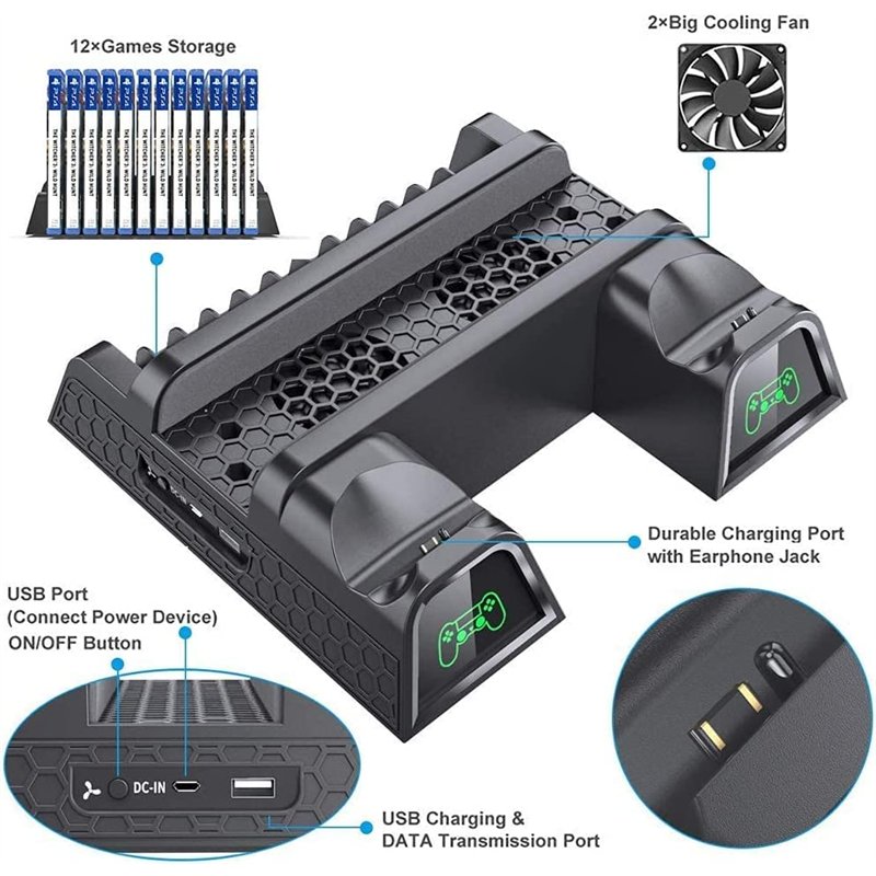 Image secondaire de OIVO Support PS4 avec Ventilateur de Refroidissement PS4
