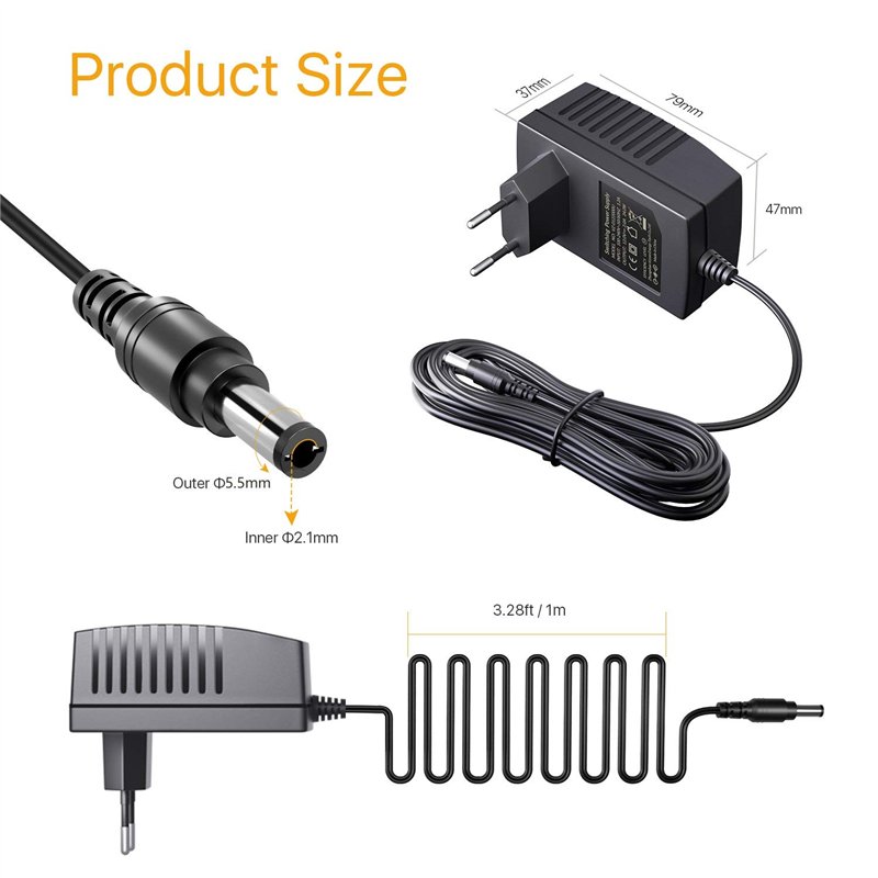 Image secondaire de Anlapus DC 12V 2A Bloc d'alimentation EU Plug Adaptateur Secteur Transformateur avec Prise Européenne, USB