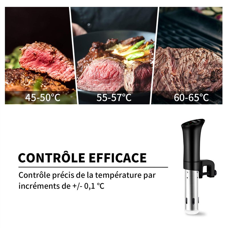 Image secondaire de Cuiseur Sous Vide, Thermoplongeur Sous Vide, Circulateur d'Immersion de Cuisinière avec 0,1 ℃ Contrôle Précis de la Température,