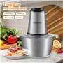 YISSVIC Hachoir de cuisine électrique 2 L, 2 x 4 lames 500 W hachoir électrique mixeur multifonction avec bol en acier inoxydabl