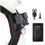 TELESIN Support de Sac à Dos Rotatif à 360 ° avec Sangle d'épaule réglable et Crochet en J pour GoPro Hero 13 12 11 10 9 8 7 Max