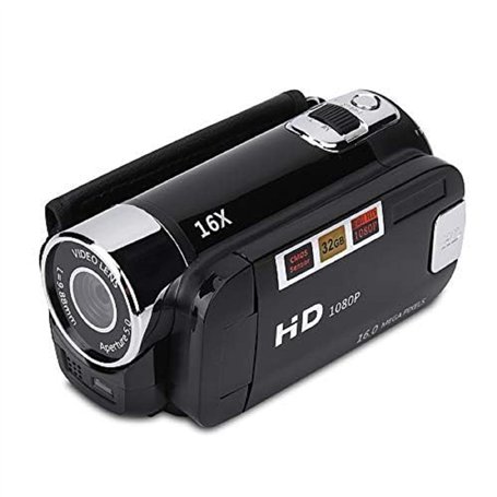 Socobeta Caméscope Numérique Caméra Vidéo Caméscope 16x HD 32g Carte Mémoire Externe Rotation de 270°(Le Noir)