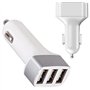 VG - Chargeur Voiture - Triple Ports USB 12/24V - Permet de recharger les appareils USB en Roulant - 1 Prise Allume Cigare 12-24