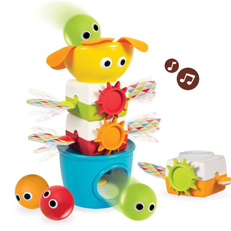 Yookidoo - La Nouvelle Tour Flap Flap - Jouet Bébé Educatif - Jeu Musical et Mobile - Jouet à Empiler- Motricité