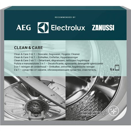 AEG M3GCP400 9029799187 Clean and Care Lot de 6 nettoyants et nettoyants pour machine à laver et lave-vaisselle