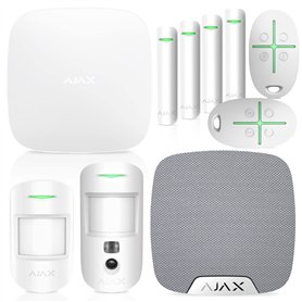 AJX Alarme Maison sans Fil Pro-Ajax Hub 2-Centrale d'Alarme-2 Détecteurs de Mouvement Dont Un avec Caméra-Sirène Intérieure-4 Co