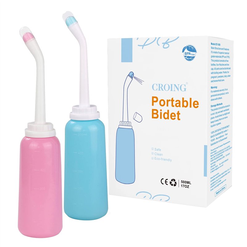 CROING-2 pcs 500 ml -Bidet Facile, Bidet Portable pour Voyage avec Sac