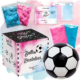 Ballon révélateur de genre Kit Complet 6 en 1 pour fête naissance avec 1 ballon de foot 2 Paquets de Poudre Colorée et 2 Paquets