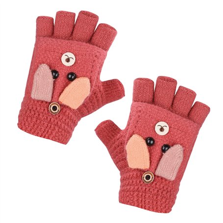 Moufles Mitaine Filles Garçons 8-13 Ans Hiver Gants de Flip Tricot à Motif de Lapin Doux et Confortable Mitaine Chaud Epaissi po
