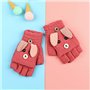 Moufles Mitaine Filles Garçons 8-13 Ans Hiver Gants de Flip Tricot à Motif de Lapin Doux et Confortable Mitaine Chaud Epaissi po