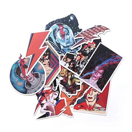 David Bowie Lot de 12 autocollants pour skateboard