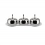 Alessi Mw15 Dressed Confiturier à Trois Compartiments en Porcelaine avec Couvercles en Acier Inoxydable 18/10 Brillant