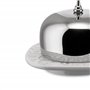 Alessi Mw15 Dressed Confiturier à Trois Compartiments en Porcelaine avec Couvercles en Acier Inoxydable 18/10 Brillant, Blanc