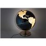 Mascagni 20ZO1150 Globe Terrestre décoratif Lumineux Noir-Mappemonde-Eclairage LED-Base en métal Finition cuivre-Diamètre 30 cm