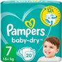 Pampers Baby Dry Lot de 20 couches pour bébé Taille 7 (15 kg) Extra Large Protection complète contre les fuites jusqu'à 12 heure