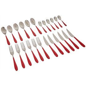 BUGATTI GG3U-023F50 Gioia Ménagère de 24 Pièces Service de Table SAN/Acier Rouge 22 x 8 x 30 cm
