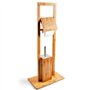 BAKAJI Ensemble Porte-Brosse WC et Porte-Rouleau de Papier-Toilette en Bambou HxlxP : 82 x 36 x 21 cm dérouleur Distributeur Pap