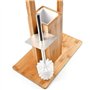 BAKAJI Ensemble Porte-Brosse WC et Porte-Rouleau de Papier-Toilette en Bambou HxlxP : 82 x 36 x 21 cm dérouleur Distributeur Pap