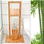 BAKAJI Ensemble Porte-Brosse WC et Porte-Rouleau de Papier-Toilette en Bambou HxlxP : 82 x 36 x 21 cm dérouleur Distributeur Pap