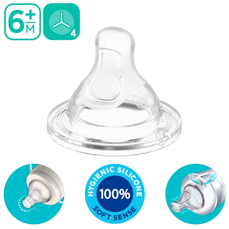 Image secondaire de Chicco Perfect-5 Lot de 4 tétines Soft Sense en silicone Taille X Food Brei 6 mois