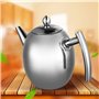 Pichet à Eau Pratique Théière en Acier Inoxydable avec Filtre Épaissie à Fond Plat Théière Cafetière