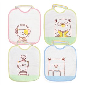 Ti Tin Lot de 4 bavoirs imperméables pour bébé Dimensions : 23 x 28 cm. Composition : 73% coton