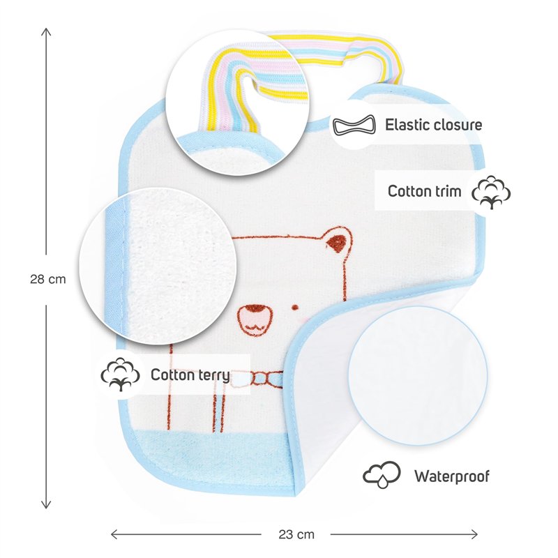 Image secondaire de Ti Tin Lot de 4 bavoirs imperméables pour bébé Dimensions : 23 x 28 cm. Composition : 73% coton, 27% polyester, doublure vinyle,