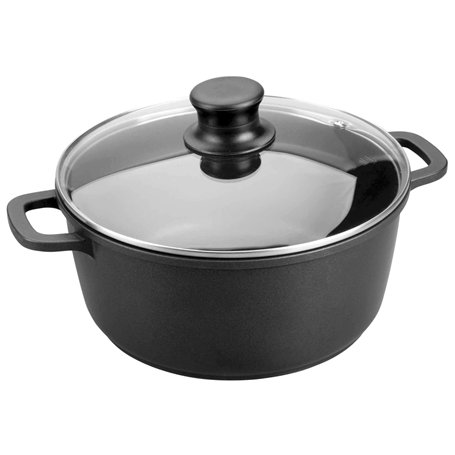 Lacor 25824 Faitout Fonte d'Aluminium Forte avec Couvercle Verre Diamètre: 24 cm