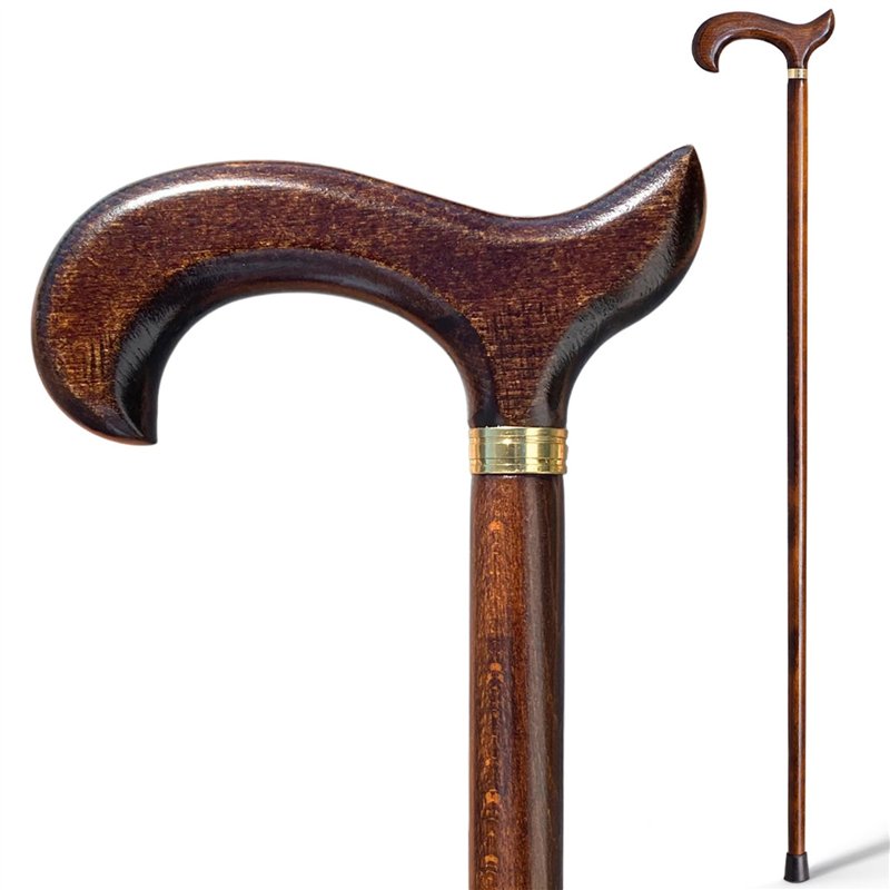 Bâton de support en bois marron foncé 92 cm, très résistant. (612) Bâton de marche pour personnes âgées, personnes âgées