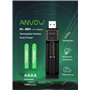 Chargeur de Batterie ANVOW Smart AAAA avec Piles AAAA Rechargeables à 2 compteurs - Ni-MH 1.2V 400mAh Stylet de Surface Stylo Ac