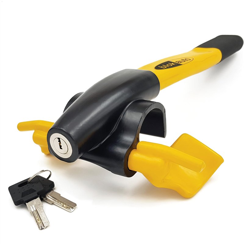 BLOKAUTO 9595 Antivol Voiture Haute Sécurité, Canne Bloque Volante Plus Visible et Dissuasif, Verrouillage Plus Pratique Presse 