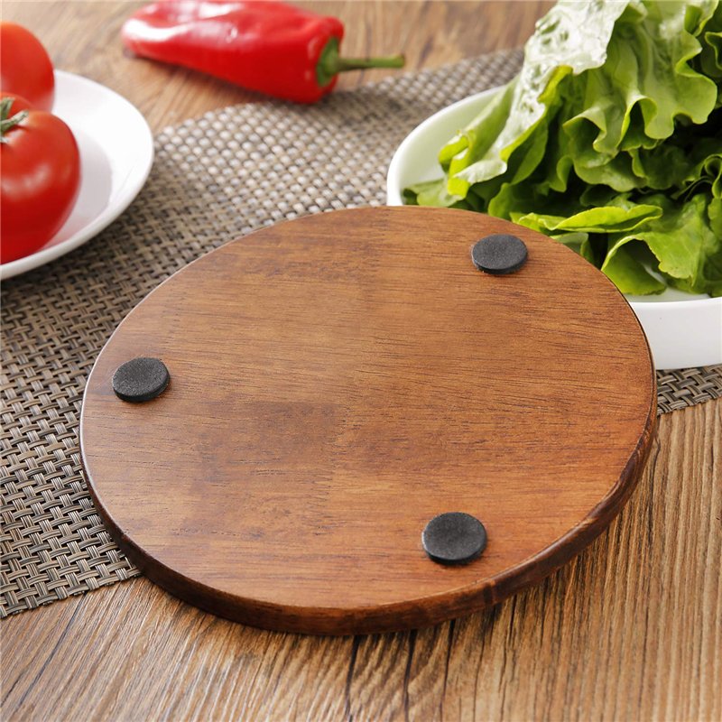 Image secondaire de Dessous de Plat en Bois et métal - Rond - Diamètre : 20 cm - Qualité supérieure - Résistant à la Chaleur - pour casseroles Chaud