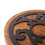 Dessous de Plat en Bois et métal - Rond - Diamètre : 20 cm - Qualité supérieure - Résistant à la Chaleur - pour casseroles Chaud