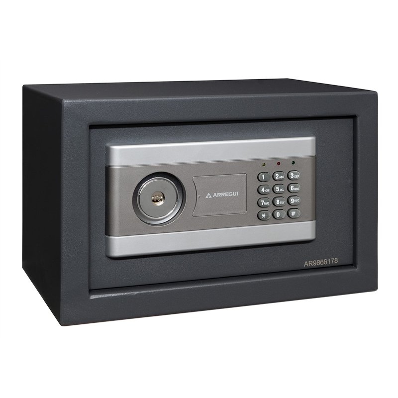 ARREGUI Stylo 19010-S1 Coffre-fort en acier, ouverture double sécurité, serrure électronique à code et à clé, coffre-fort de sécurité