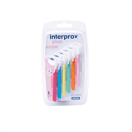 INTERPROX PLUS Mix - Brossettes Interdentaires - Fibres en Tynex - Multicolore - Blister de 6 unités