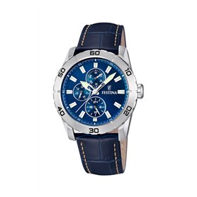 Festina - F16607/2 - Montre Homme - Quartz Analogique - Aiguilles Luminescentes - Bracelet Cuir Bleu