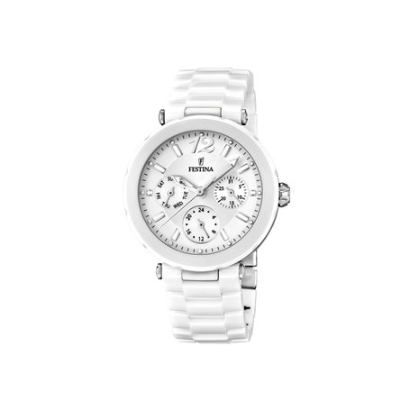 Festina Montre pour Femme F16641/1 Outlet Boîtier en Céramique Bracelet en Céramique Blanc