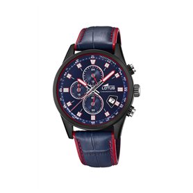 Lotus Montre pour Homme 18589/2 Outlet Boîtier en Acier Inoxydable Noir Bracelet en Cuir Bleu