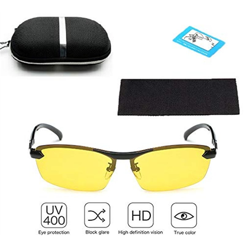 Image secondaire de SunAurora Lunettes de Conduite de Nuit,HD Anti-éblouissement Polarisé Sécurité des Lunettes,Protection UV400,Réduire la Fatigue 