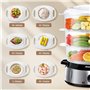 Aigostar Fitfoodie Steel 30INA - Cuiseur vapeur électrique 0% BPA. Puissance de 800W, minuterie, 3 niveaux indépendants de cuiss