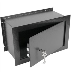 PrimeMatik - Coffre-Fort Mural de sécurité en Retrait en Acier à clé 26x15x18cm Noir