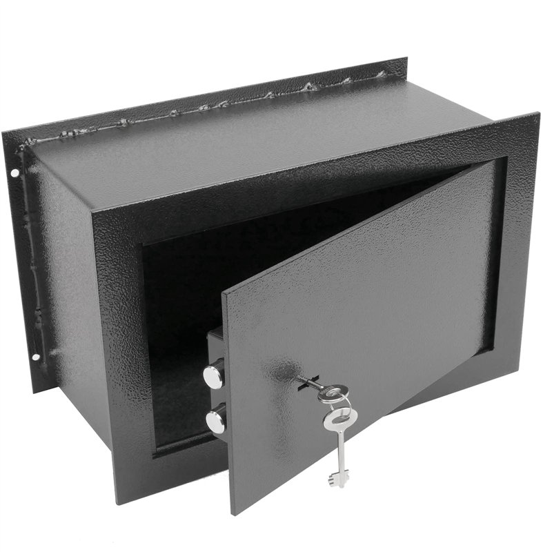 PrimeMatik - Coffre-Fort Mural de sécurité en Retrait en Acier à clé 26x15x18cm Noir