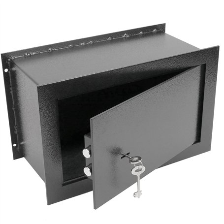 PrimeMatik - Coffre-Fort Mural de sécurité en Retrait en Acier à clé 26x15x18cm Noir