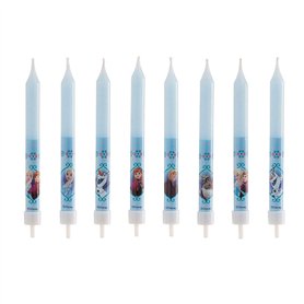 Dekora - 346174 Reine des Neiges Rozenn Lot de 8 Bougies bâtonnet Cire Bleu