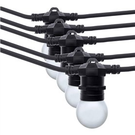BarcelonaLED Guirlande LED lumineuse 10 mètres imperméable IP65 pour intérieur et extérieur avec 10 ampoules LED blanc chaud pou